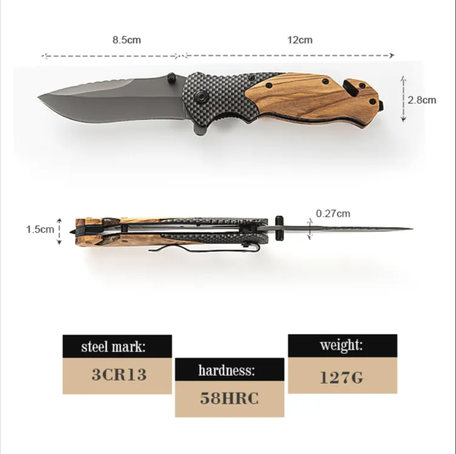 Olive Wood Handle Folding Knife