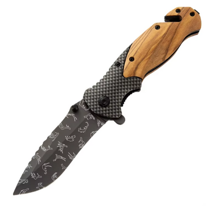 Olive Wood Handle Folding Knife