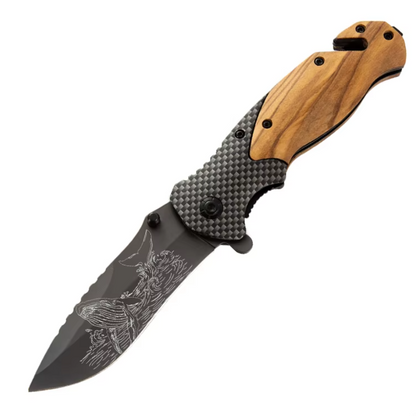 Olive Wood Handle Folding Knife